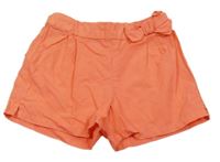 Lososové plátěné kraťasy s mašlí 