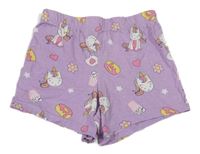 Lila pyžamové kraťasy s jednorožci Primark