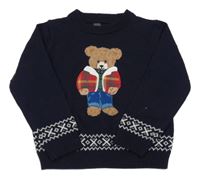 Tmavomodrý svetr s medvídkem Primark