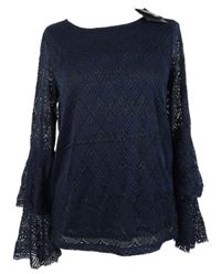 Nové - Dámská tmavomodrá krajková halenka s rozšířenými rukávy Vero Moda 