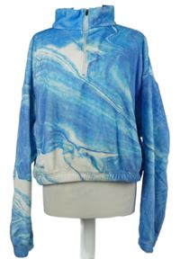 Dámská modro-bílá vzorovaná plyšová crop mikina Shein 