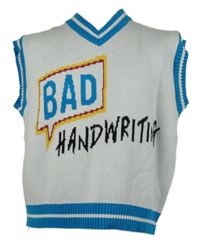 Pánská smetanovo-modrá svetrová vesta s nápisem 