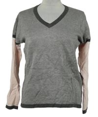 Dámský šedo-růžový melírovaný svetr Marble 