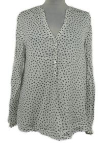 Dámská bílo-tmavomodrá srdíčkovaná halenka Esprit 