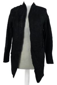 Dámský černý chlupatý svetrový cardigán Atmosphere 