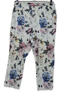 Dámské bílé květované capri tregíny 