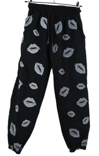 Dámské černé cuff kalhoty se rty 