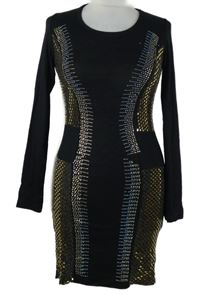 Dámské černé třpytivé šaty s kamínky 