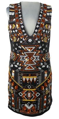 Dámské černé vzorované šaty s korálky MissGuided 