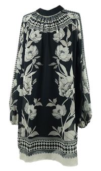 Dámské černo-béžové vzorované šifonové šaty Lipsy 