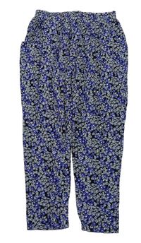 Černo-modré květinové lehké kalhoty Next