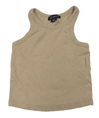 Béžový žebrovaný crop top New Look