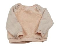 Světlerůžová mikina s kožíškem s proužky zn. C&A