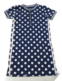Tmavomodré puntíkaté teplákové šaty 