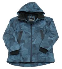 Tmavomodrá vzorovaná šusťáková jarní funkční bunda s kapucí Next