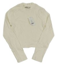 Nové - Smetanové žebrované crop triko George