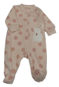 Světlerůžový puntíkatý fleecový overal s králíčkem Carter's