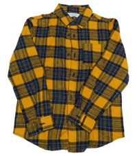 Modro-žlutá kostkovaná flanelová košile Primark