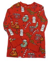 Červené pyžamové triko s obrázky H&M