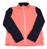 Neonově růžovo-tmavomodrá sportovní propínací mikina