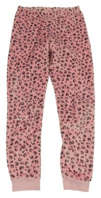 Růžové chlupaté domácí kalhoty s flíčky L&D