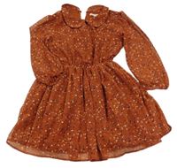 Rezavé vzorované šifonové šaty 