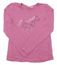 Růžové triko s koněm KIDS