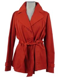 Dámský červený sakový kabát s páskem George 