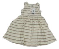 Nové - Krémovo-hnědé pruhované bavlněné šaty F&F