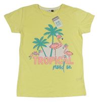 Citronové tričko s plameňáky Primark