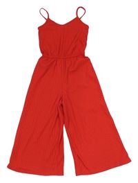 Červený žebrovaný culottes overal New Look