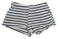 Bílo-tmavomodré pruhované teplákové kraťasy H&M