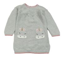 Šedé pletené šaty s dírkovaným vzorem a jednorožci Primark