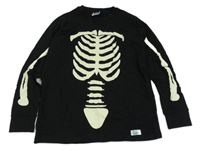 Černé pyžamové triko s kostmi 