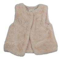 Světlerůžová kožešinová podšitá vesta 