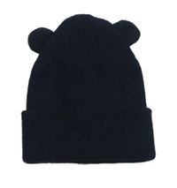 Tmavomodrá žebrovaná čepice s oušky George