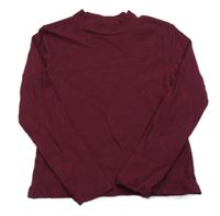 Tmavovínový žebrovaný crop rolák H&M