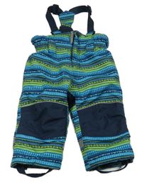 Modro-zelené pruhované šusťákové funkční oteplovačky Topomini