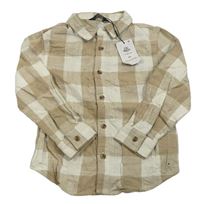 Nová - hnědo-bílá kostkovaná košile PRIMARK