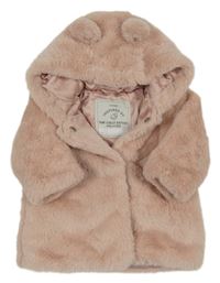 Světlerůžový kožešinový zateplený kabátek s kapucí George