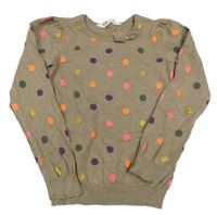 Hnědý puntíkatý svetr s mašlí H&M