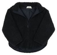 Tmavomodrá huňatá podšitá bunda M&S