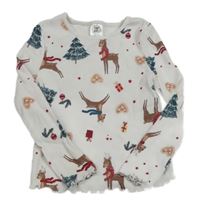 Bílé žebrované vánoční triko s obrázky little kids 