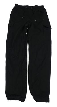 Černé cargo cuff teplákové kalhoty