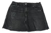 Černošedá riflová sukně s prošoupáním Zara