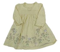 Vanilkové šaty s puntíky as kytičkami Mothercare