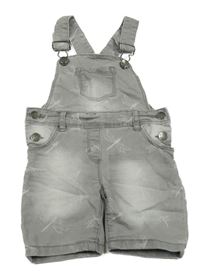 Šedé riflové laclové kraťasy s vážkami Topomini