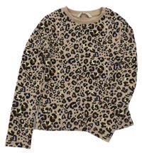Hnědo-černo-lila leopardí žebrované crop triko George