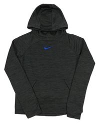Šedá melírovaná sportovní mikina s logem a kapucí Nike 