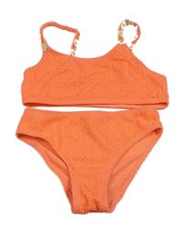 Neonově růžové dvoudílné plavky s kytičkami Primark